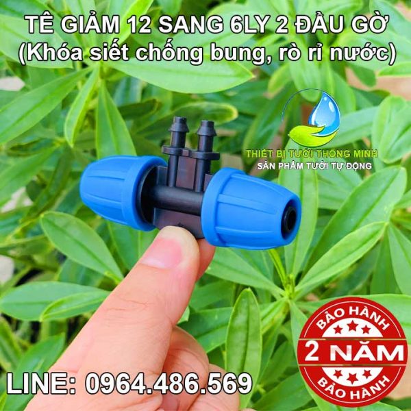 Tê nối ống 12mm chuyển 2 đầu ống 6mm Malee