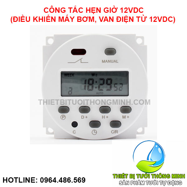 Công tắc hẹn giờ 12VDC điện tử (bật tắt máy bơm/ van điện từ)