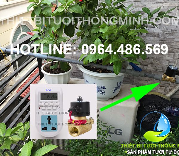 Bộ hẹn giờ tưới cây điều khiển van điện từ tự động(hẹn giờ + van điện từ)