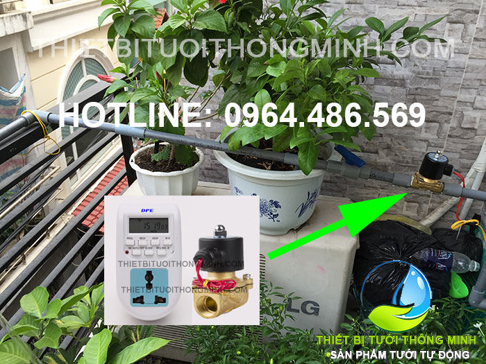 Bộ hẹn giờ tưới cây điều khiển van điện từ tự động(hẹn giờ + van điện từ)