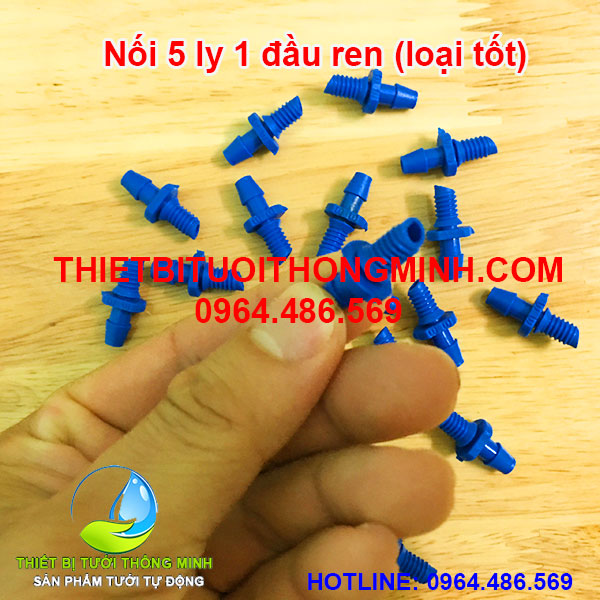 Nối 6mm 1 đầu ren (khoan vào ống nhựa cứng)(sử dụng được cho ống 5mm)