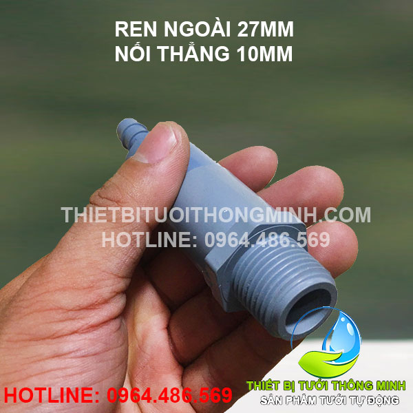 Ren ngoài 27mm nối thẳng ống 10mm