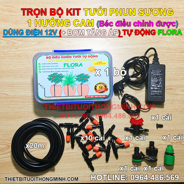 Bộ KIT phun sương 1 hướng tự động(bơm tăng áp) FLORA