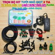 Bộ KIT béc 8 tia nhỏ giọt FLORA tư động(+bơm tăng áp) FLORA