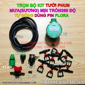 Bộ KIT tự động dùng pin béc phun mưa(sương) 360 độ FLORA