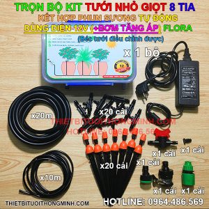 Bộ KIT 8 tia cắm đất, phun sương tự động(+bơm tăng áp) FLORA