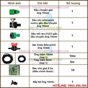 Bộ KIT tưới nhỏ giọt 8 tia cắm gốc (điều chỉnh được) FLORA