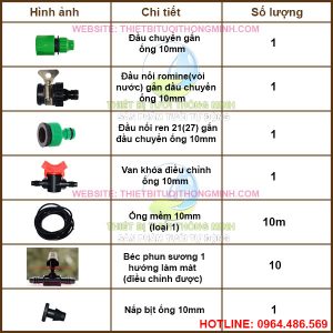 Bộ KIT tưới phun sương làm mát 10 đầu (điều chỉnh được) FLORA