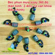 Béc phun mưa xoay 360 độ có van điều chỉnh gắn ống trơn 21mm