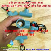 Béc phun mưa sương mịn 360 độ gắn 2 đầu ống trơn 21mm