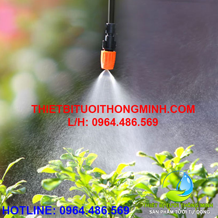 Trọn bộ 12 đầu tưới phun sương 1 hướng cam FLORA