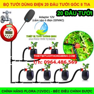 Bộ tưới tự động dùng điện 20 đầu tưới gốc 8 tia Flora