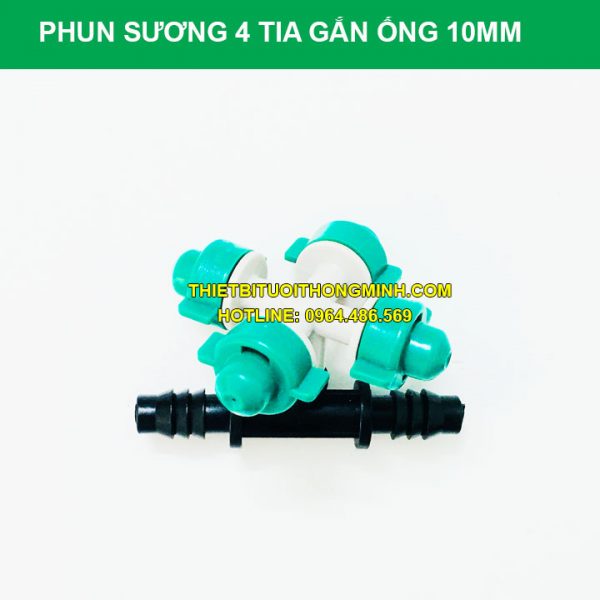 Đầu phun sương 4 hướng gắn ống 10mm