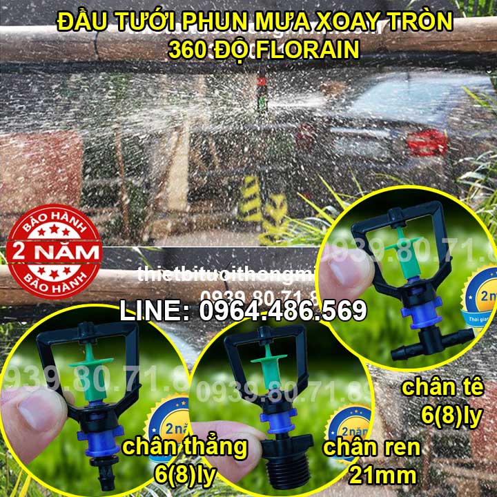 Béc tưới phun mưa xoay 360 Florain