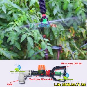 Đầu tưới phun mưa 360 độ gắn nối cuối ống 8mm Florain