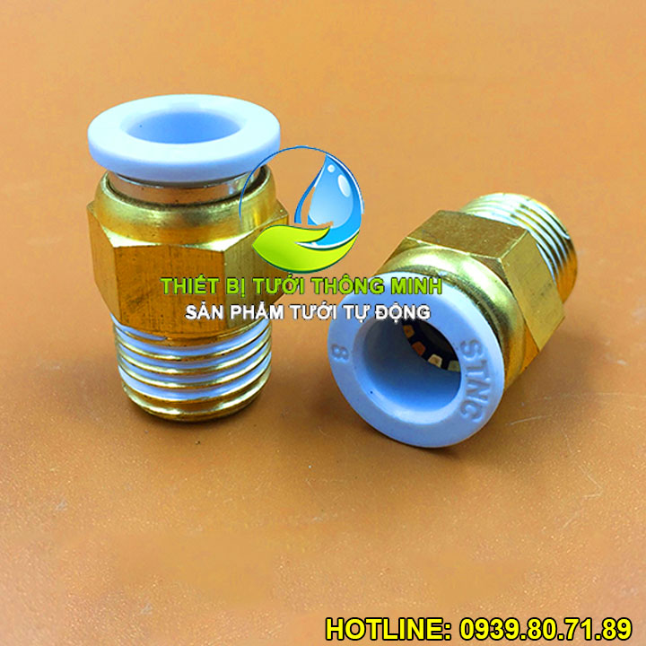 Đầu chuyển ren ngoài 21 sang ống 8mm phun sương cao cấp SNTC