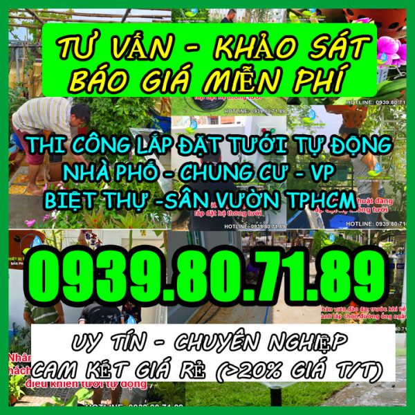 Lắp đặt hệ thống tưới cây rau lan tự động sân thượng ban công tphcm