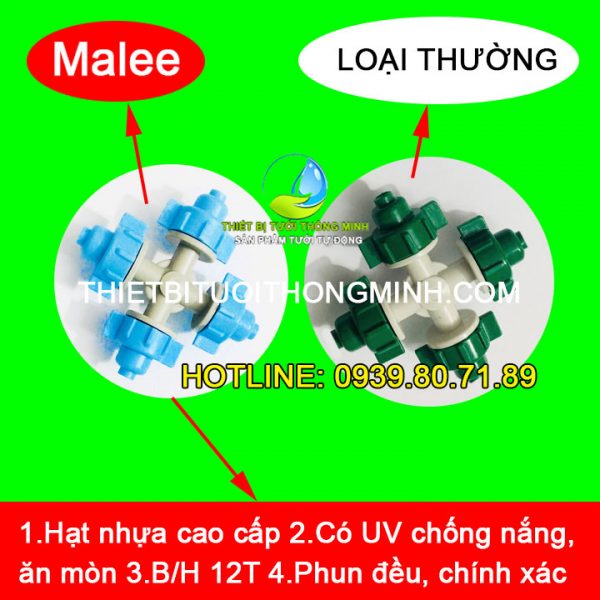 đầu béc tưới phun sương 4 hướng