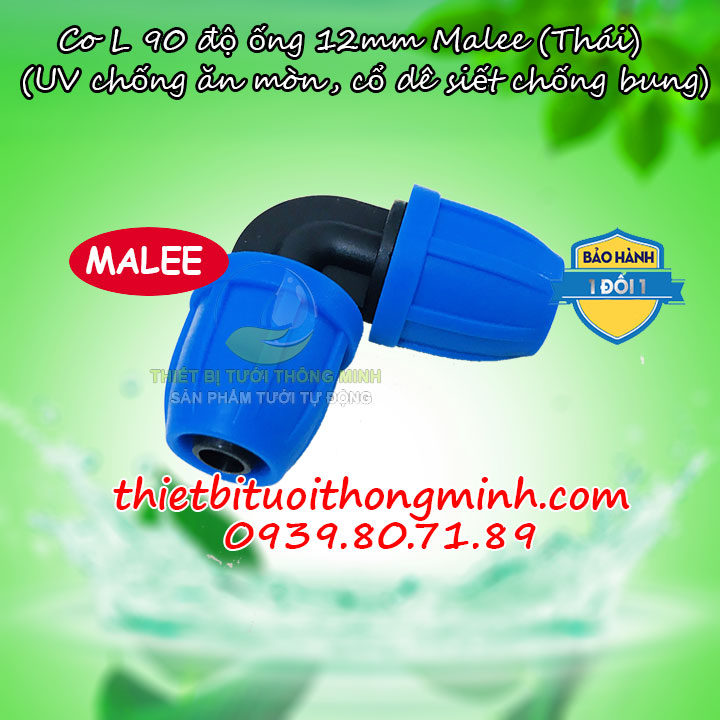 Co L nối 2 đầu ống 12mm Malee