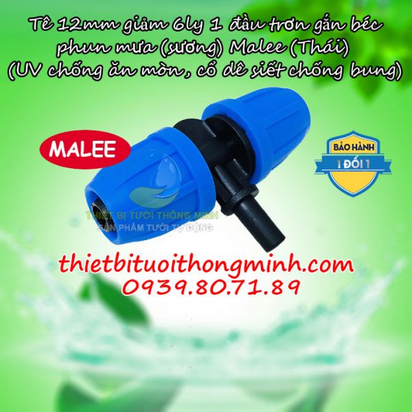 Tê nối ống 12mm gắn béc trơn 6mm Malee