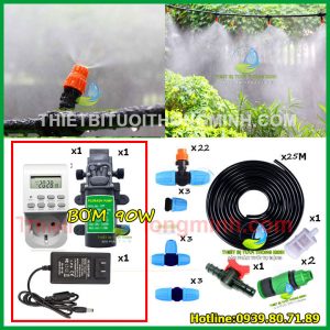 Bộ phun sương tưới lan tự động bơm mini hẹn giờ