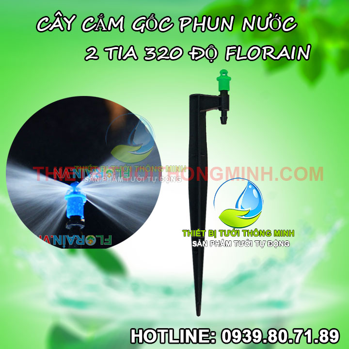 Đầu tưới phun nước 2 tia cắm gốc 320 độ Florain