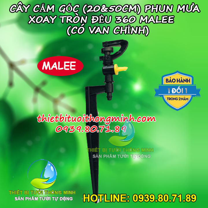 Đầu tưới phun mưa xoay 360 độ cắm gốc Malee 