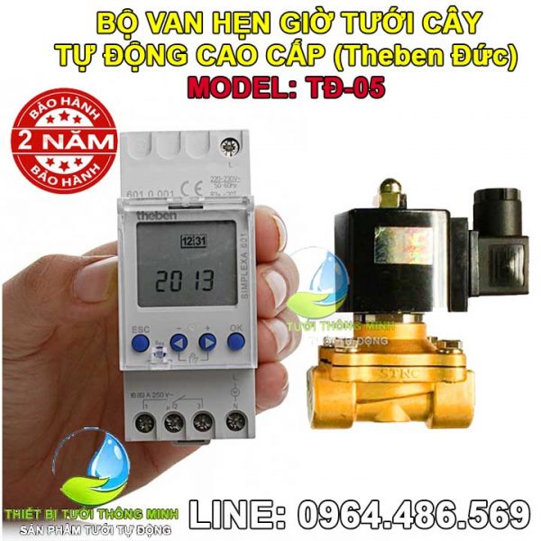 Bộ thiết bị hẹn giờ van điện tưới cây tự động thông minh cao cấp Theben, STNC