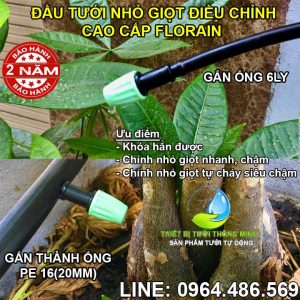 Đầu béc tưới cây nhỏ giọt siêu chậm cả ngày lẫn đêm 24/24 điều chỉnh được FLorain NGSC-01