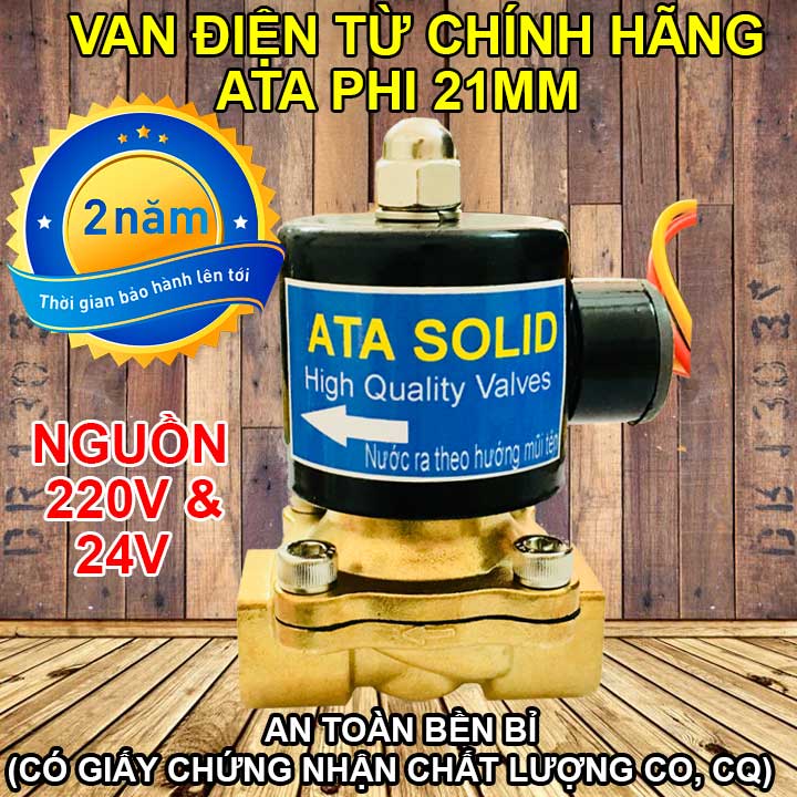 Van điện từ ata phi 21 đóng mở nước dùng điện 24v 220vac 